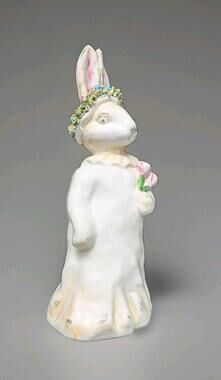 Bunny Rabbit Candy Flower Holder vintage Ceramic Figure 12.5" Easter Spring